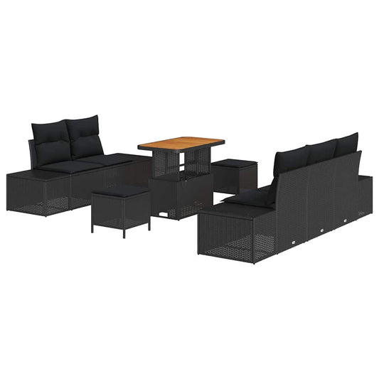 Garten-Sofa-Set mit Kissen 8 pcs Schwarz 90 x 55 x 71 cm