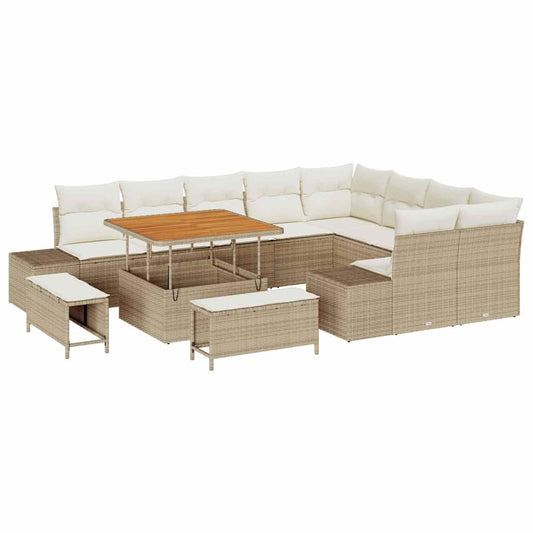 Garten-Sofa-Set 12 pcs Beige und Creme 100 x 100 x 71 cm