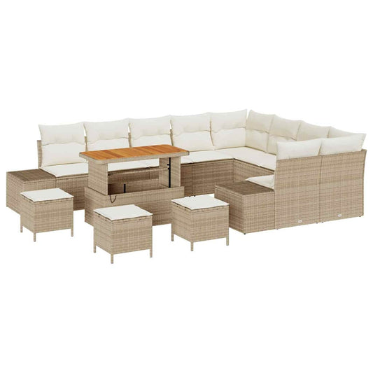 Garten-Sofa-Set 12 pcs Beige und Creme 110 x 55 x 71 cm