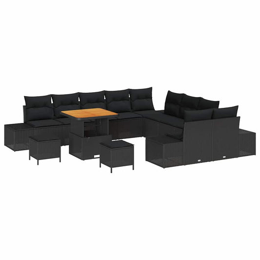 Garten-Sofa-Set mit Kissen 13 pcs Schwarz 80 x 80 x 71 cm