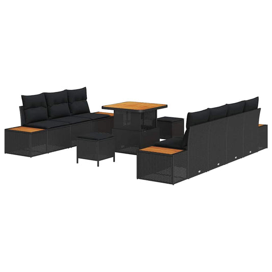 Garten-Sofa-Set mit Kissen 10 pcs Schwarz 80 x 80 x 71 cm