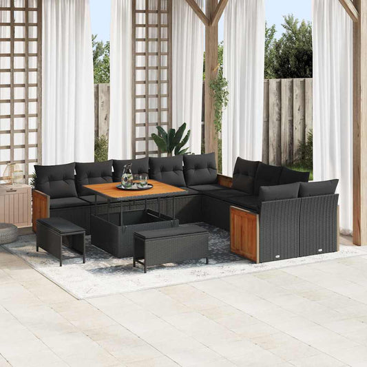 Garten-Sofa-Set 13 pcs Schwarz 100 x 100 x 71 cm Poly-Rattan