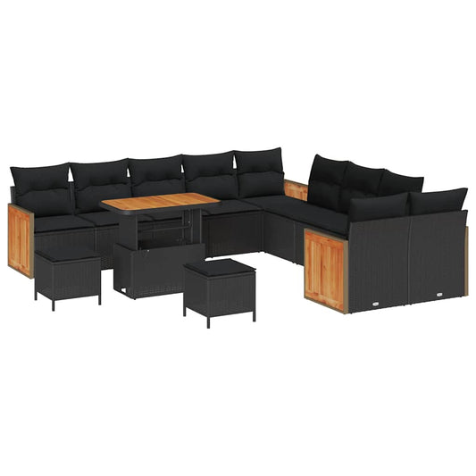 Garten-Sofa-Set 13 pcs Schwarz 90 x 55 x 71 cm Poly-Rattan