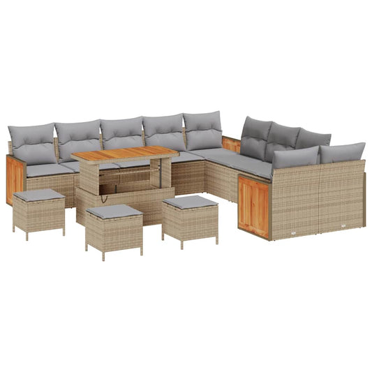 Garten-Sofa-Set 14 pcs Beige und Hellgrau 110 x 55 x 71 cm