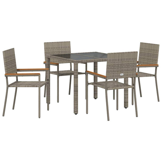 Garten Essgruppe 5 pcs Grau Poly-Rattan