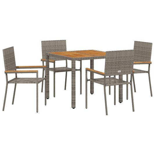 Garten Essgruppe 5 pcs Grau Poly-Rattan