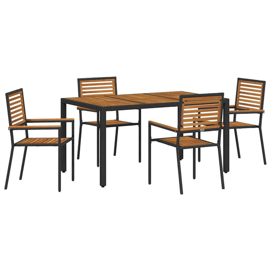 Garten Essgruppe 5 pcs Schwarz Poly-Rattan