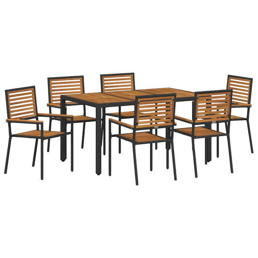 Garten Essgruppe 7 pcs Schwarz Poly-Rattan