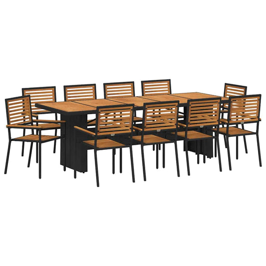 Garten Essgruppe 11 pcs Schwarz Poly-Rattan