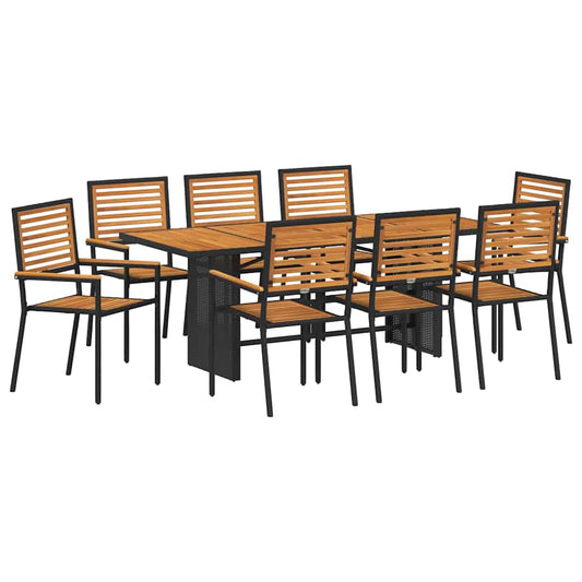 Garten Essgruppe 9 pcs Schwarz und Braun Poly-Rattan