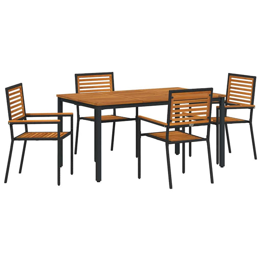 Garten Essgruppe 5 pcs Schwarz Poly-Rattan