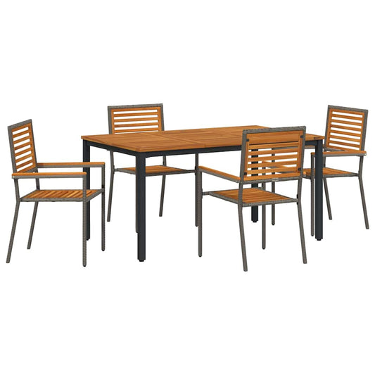 Garten Essgruppe 5 pcs Grau Poly-Rattan