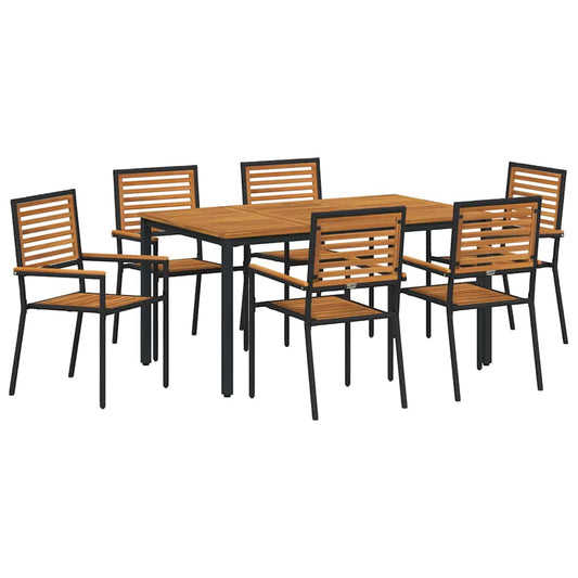 Garten Essgruppe 7 pcs Schwarz Poly-Rattan