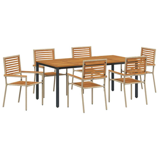 Garten Essgruppe 7 pcs Beige Poly-Rattan