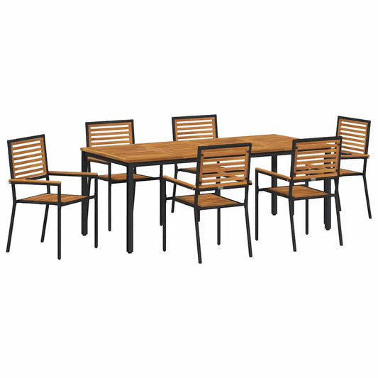 Garten Essgruppe 7 pcs Schwarz Poly-Rattan