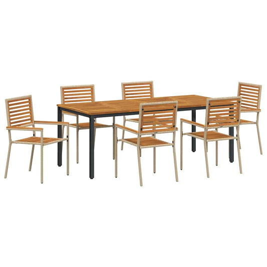Garten Essgruppe 7 pcs Beige und Braun Poly-Rattan