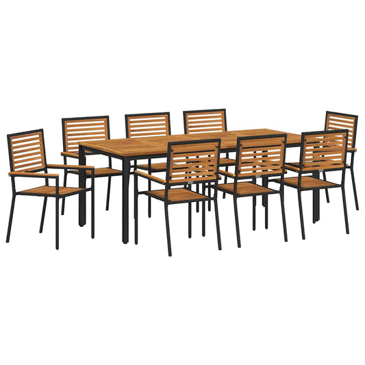 Garten Essgruppe 9 pcs Schwarz Poly-Rattan