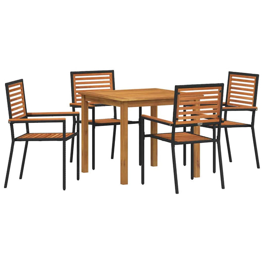 Garten Essgruppe 5 pcs Schwarz Poly Rattan