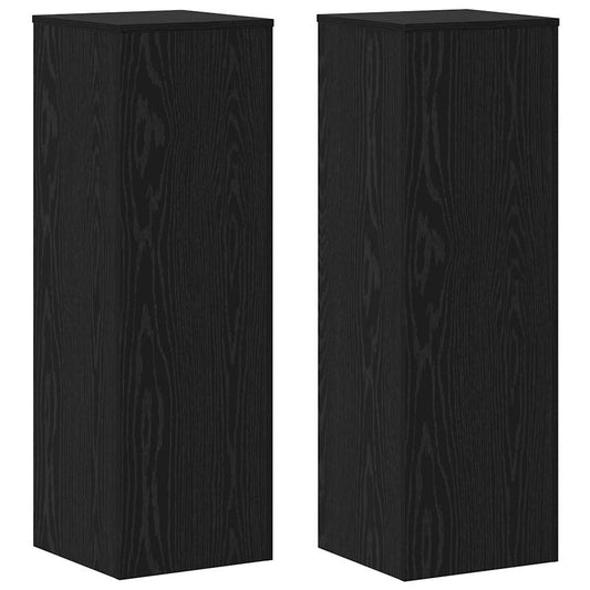 Pflanzenständer 2 pcs Schwarz Eichen-Optik 33 x 33 x 100 cm