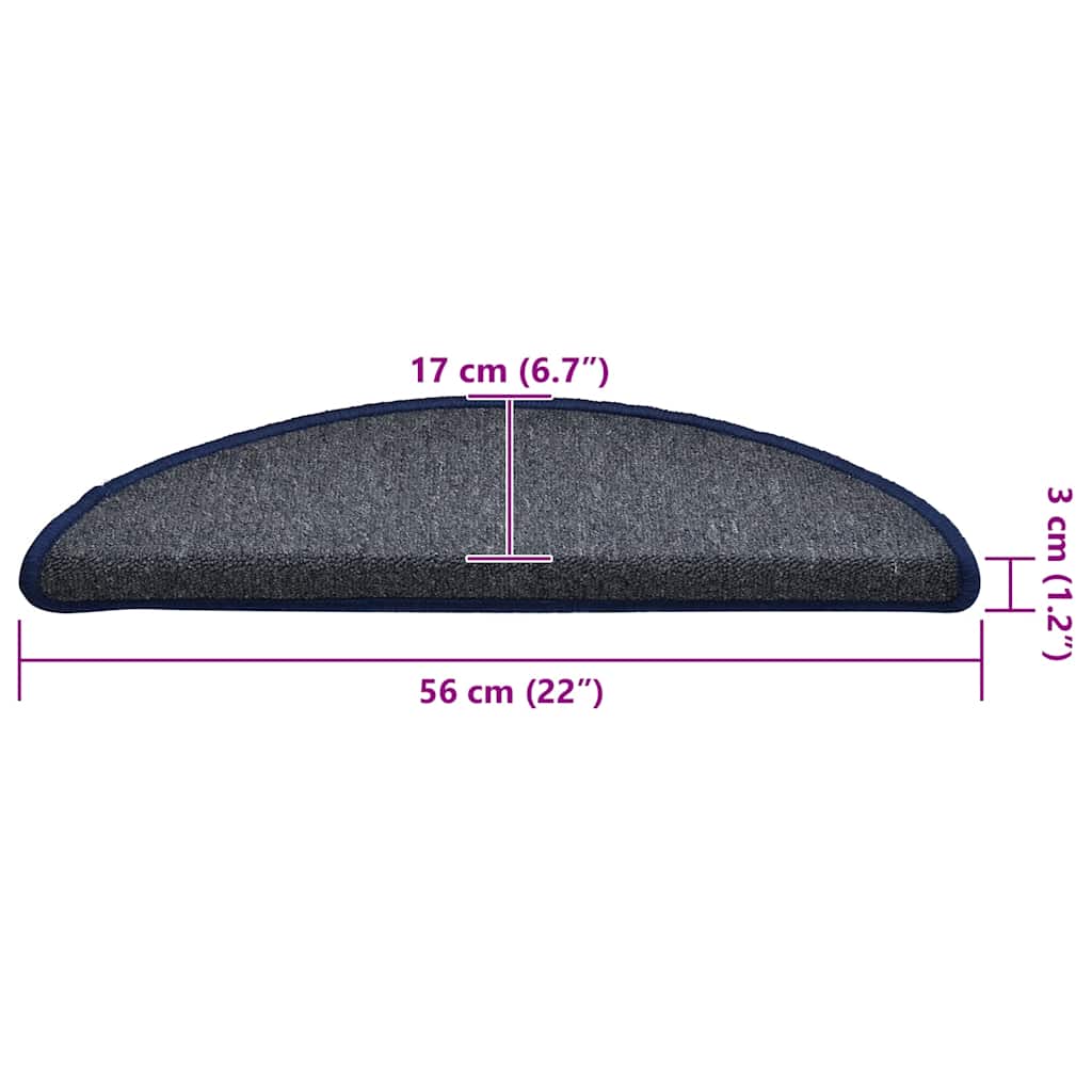 Stufenmatten 30 Stk. 56x17x3 cm Dunkelgrau und Blau Halbrund