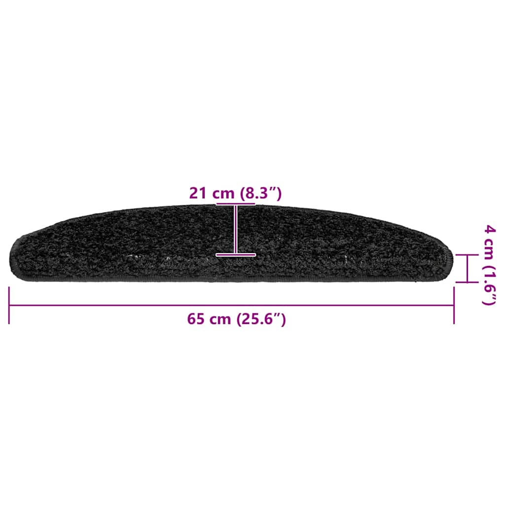 Stufenmatten 30 Stk. 65x21x4 cm Schwarz Halbrund Groß