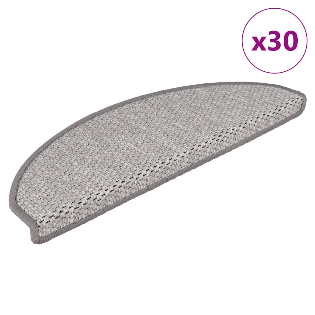 Trappemåtter selvklæbende sisal look 30 stk 65x21x4cm Platina