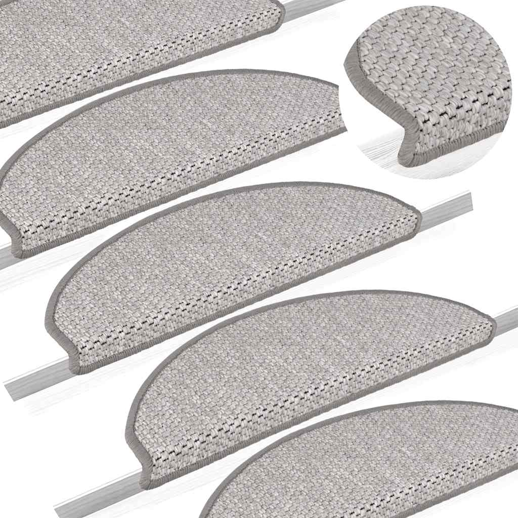 Trappemåtter selvklæbende sisal look 30 stk 65x21x4cm Platina