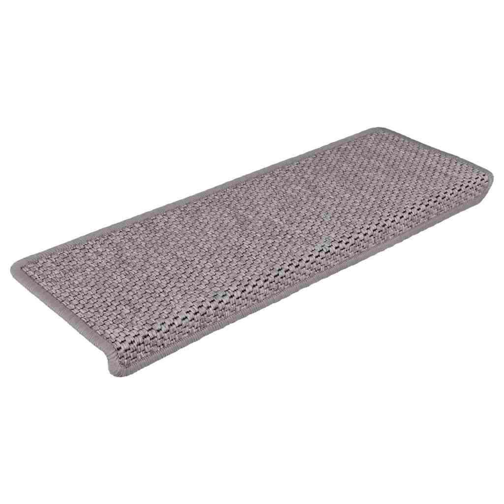 Trappemåtter selvklæbende sisal look 30 stk 65x21x4cm Sølv