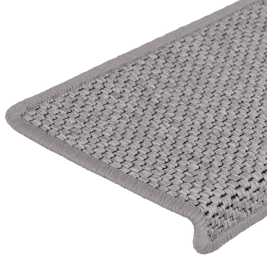 Trappemåtter selvklæbende sisal look 30 stk 65x21x4cm Sølv