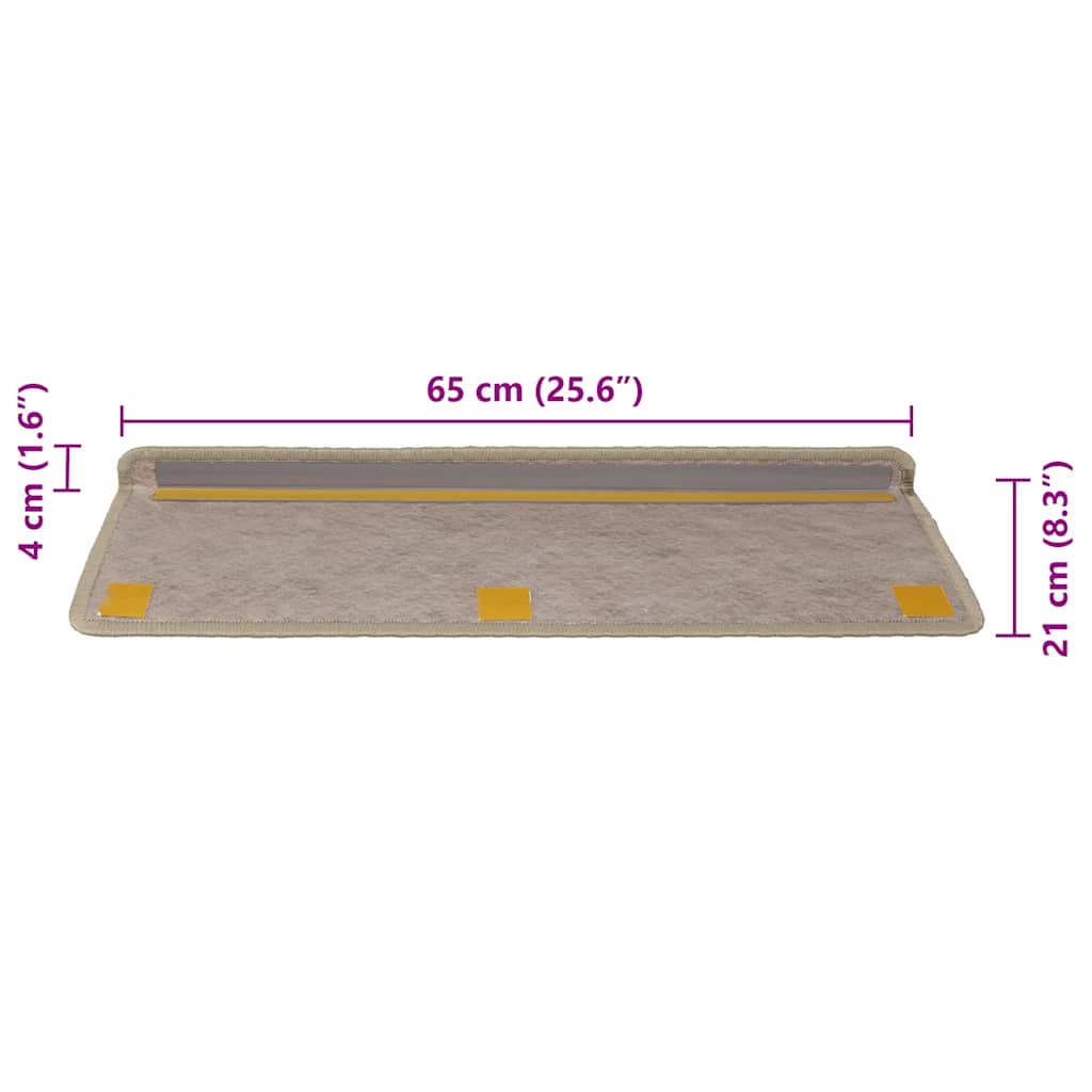 Trappemåtter selvklæbende sisal look 30 stk 65x21x4cm Sand