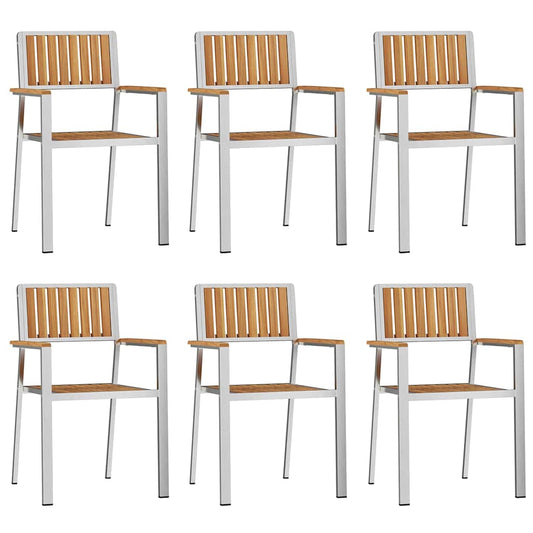 Gartenstuhl 6 pcs Braun 56x54,5x87cm Massives Teakholz