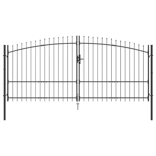 Gartentor mit Schloss Grau 175 x 400 cm Stahl