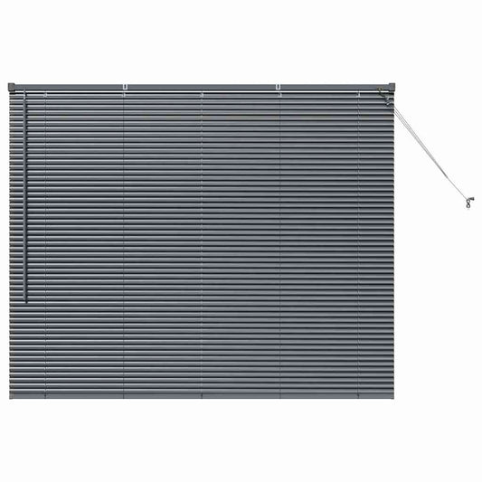 Fensterjalousie mit Vorhängen Dunkelgrau Aluminium