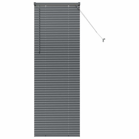 Fensterjalousie mit Vorhängen Dunkelgrau Aluminium