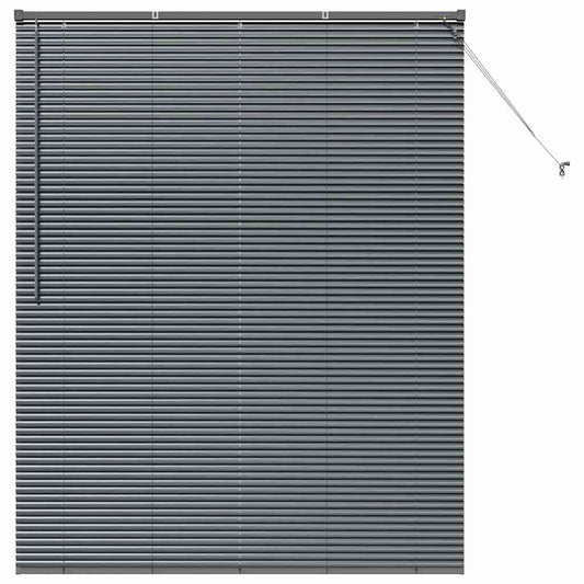 Fensterjalousie mit Vorhängen Dunkelgrau Aluminium