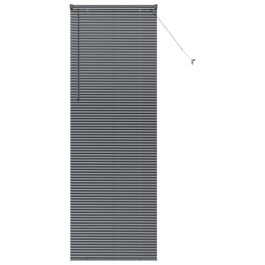 Fensterjalousie mit Vorhängen Dunkelgrau Aluminium