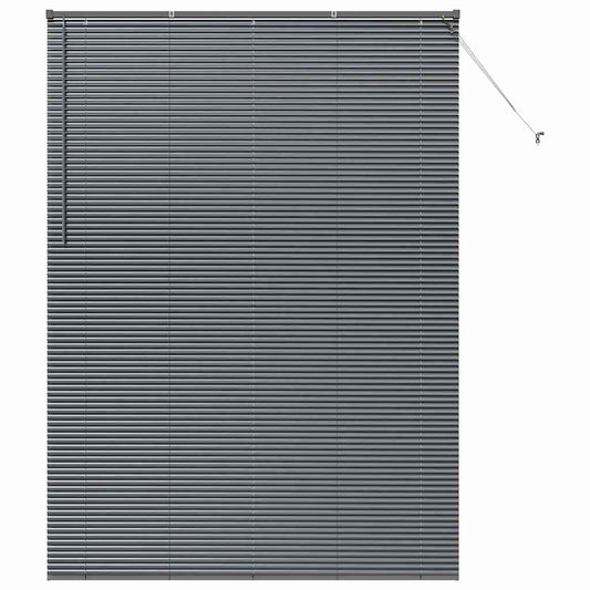 Fensterjalousie mit Vorhängen Dunkelgrau Aluminium