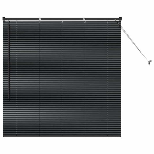 Fensterjalousie mit Vorhängen Schwarz Aluminium