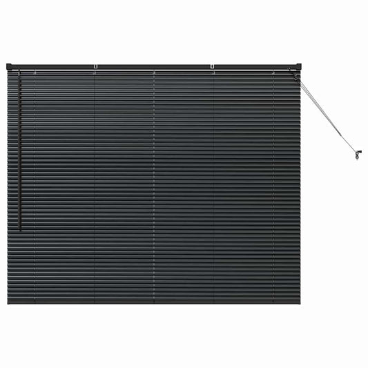 Fensterjalousie mit Vorhängen Schwarz Aluminium