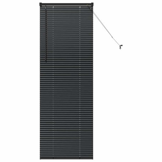 Fensterjalousie mit Vorhängen Schwarz Aluminium