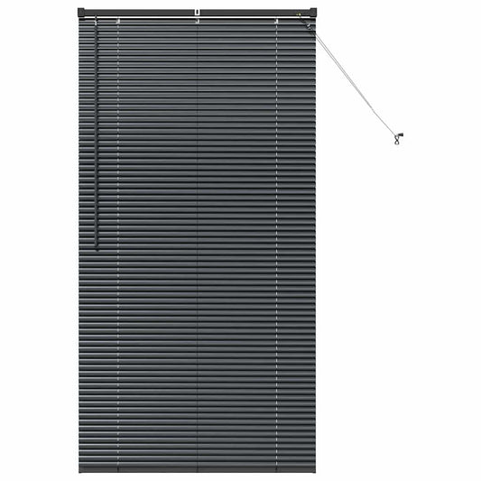 Fensterjalousie mit Vorhängen Schwarz Aluminium