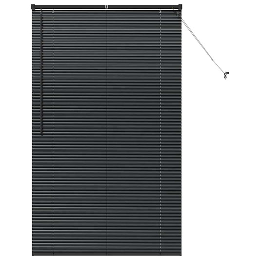 Fensterjalousie mit Vorhängen Schwarz Aluminium