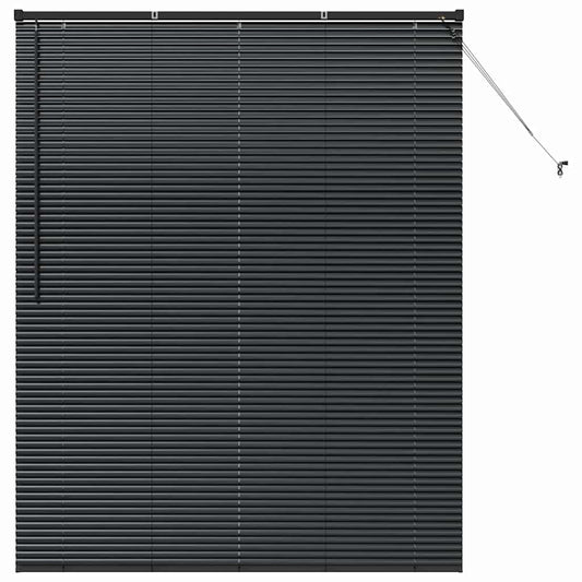 Fensterjalousie mit Vorhängen Schwarz Aluminium
