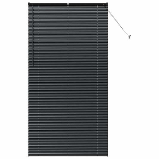 Fensterjalousie mit Vorhängen Schwarz Aluminium