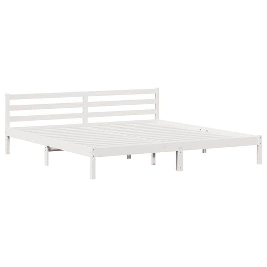 Bettgestell mit Kopfteil Weiß 220 x 180 cm Massivholz Kiefer
