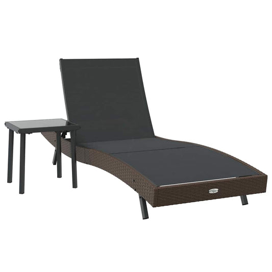 Sonnenliege mit Tisch 2 pcs Braun und Schwarz 40 x 40 x 40.5 cm