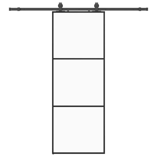 Schiebetür mit Beschlag Schwarz 76x205 cm ESG-Glas