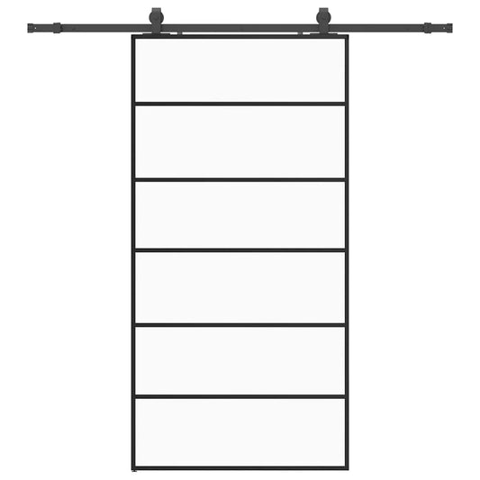 Schiebetür mit Beschlag Schwarz 102x205 cm ESG-Glas