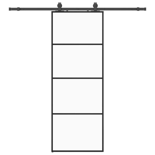 Schiebetür mit Beschlag Schwarz 76x205 cm ESG-Glas