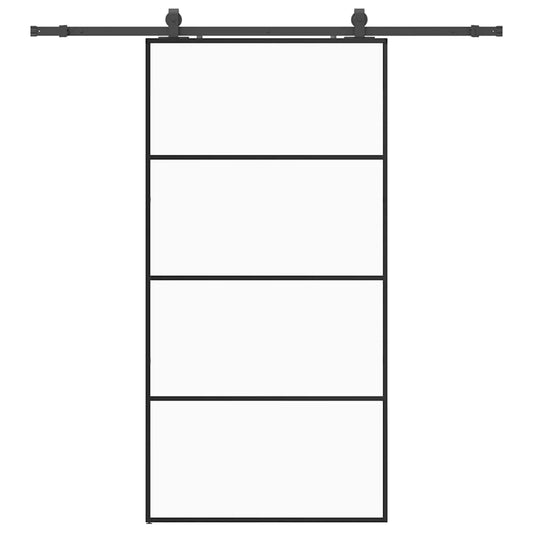 Schiebetür mit Beschlag Schwarz 102,5x205 cm ESG-Glas